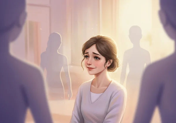 表现出讨好反应，取悦他人的女性。