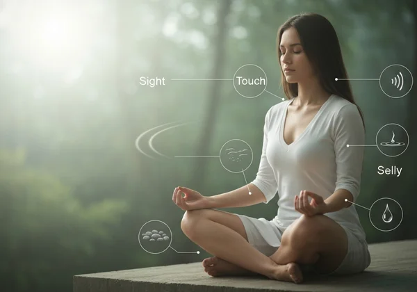 Person using 5-4-3-2-1 grounding, focusing on senses