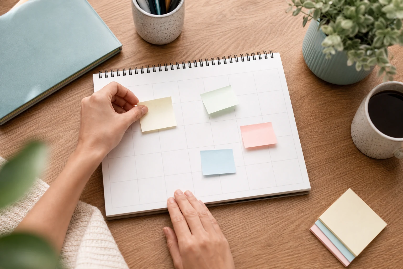Small planning steps on a calendar
